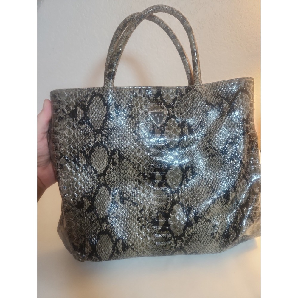 Guess Python Snake Skin Print Tote Hand Bag Vintage Purse